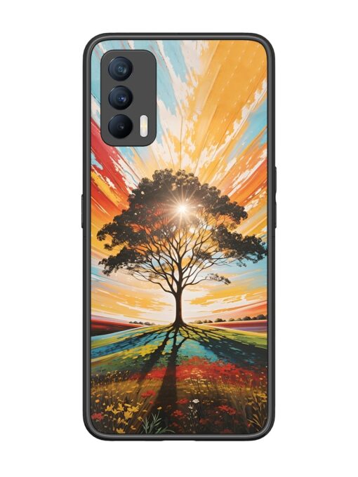 Abstract Tree Colorful Art Glossy Metal Phone Cover for Realme X7 (5G) Zapvi