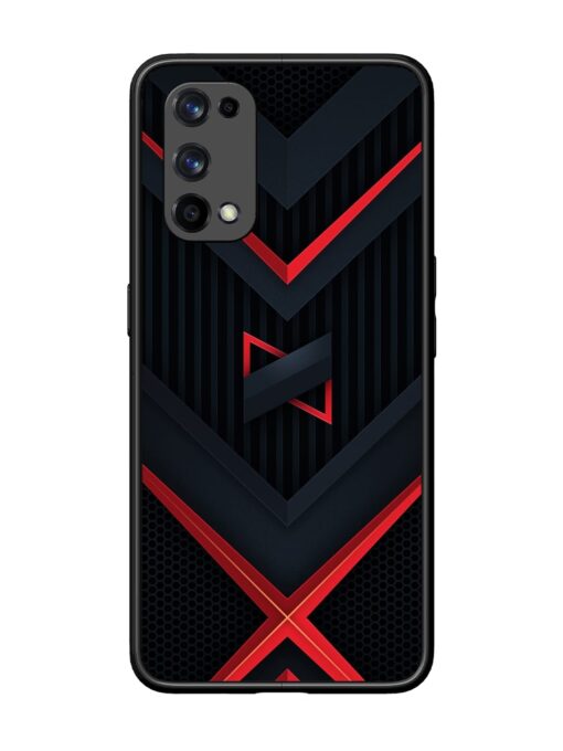 Red Gray Abstract Glossy Metal Phone Cover for Realme X7 Pro (5G)