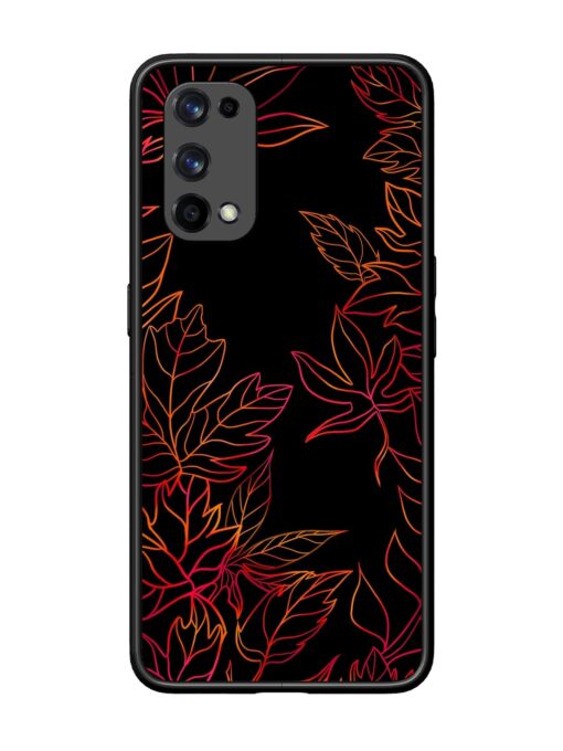 Red Floral Pattern Glossy Metal Phone Cover for Realme X7 Pro (5G) Zapvi