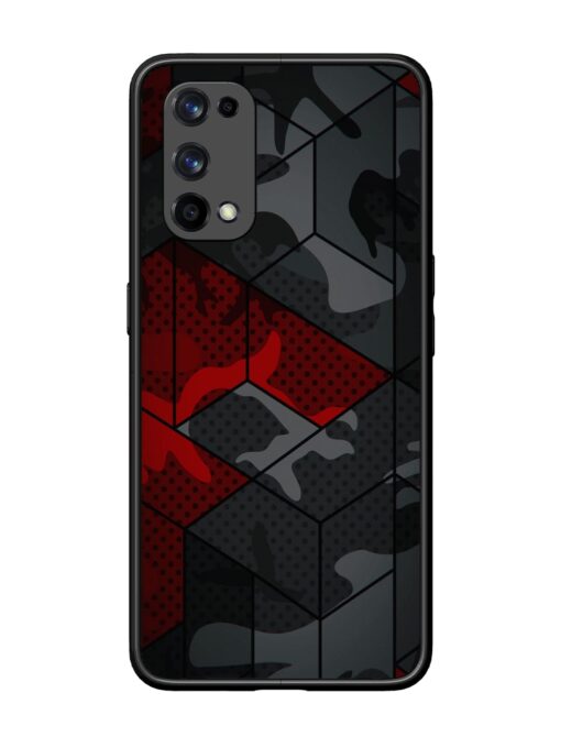 Red And Grey Pattern Glossy Metal Phone Cover for Realme X7 Pro (5G) Zapvi