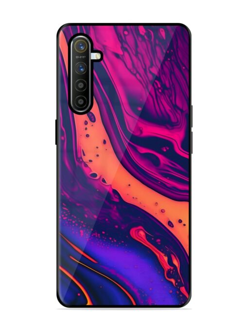 Fluid Blue Pink Art Glossy Metal Phone Cover for Realme Xt