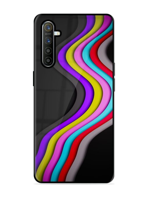 Liquid Blue Abstract Glossy Metal Phone Cover for Realme Xt