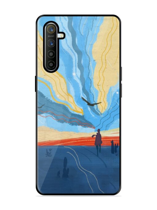 Minimal Abstract Landscape Glossy Metal Phone Cover for Realme Xt