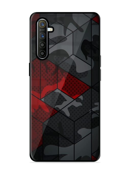 Red And Grey Pattern Glossy Metal Phone Cover for Realme Xt Zapvi