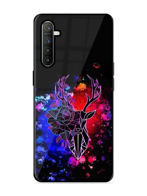 Floral Deer Art Glossy Metal Phone Cover for Realme Xt