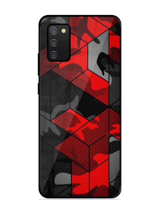 Royal Red Camouflage Pattern Glossy Metal Phone Cover for Samsung Galaxy A02S Zapvi