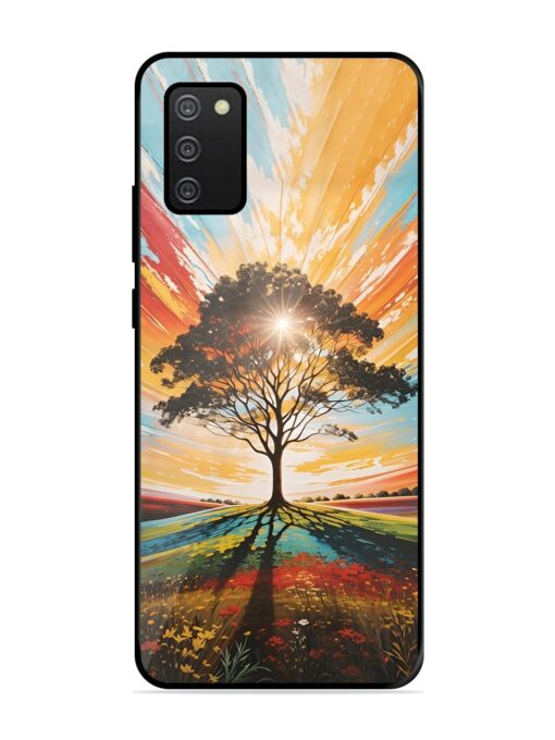 Abstract Tree Colorful Art Glossy Metal Phone Cover for Samsung Galaxy A02S Zapvi