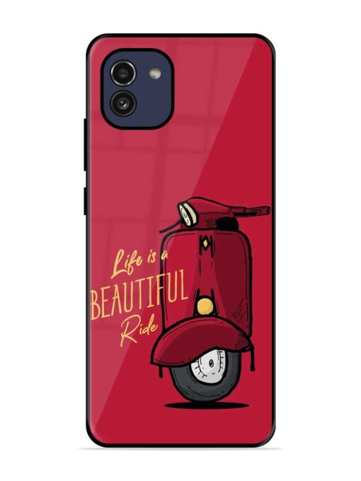 Life Is Beautiful Rides Glossy Metal Phone Cover for Samsung Galaxy A03 Zapvi