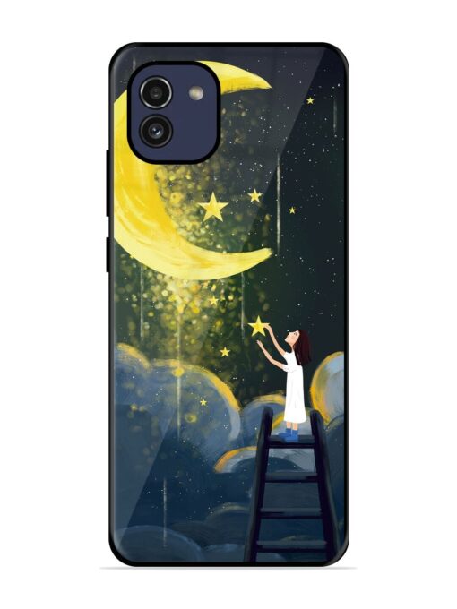 Moonlight Healing Night Illustration Glossy Metal TPU Phone Cover for Samsung Galaxy A03 Zapvi