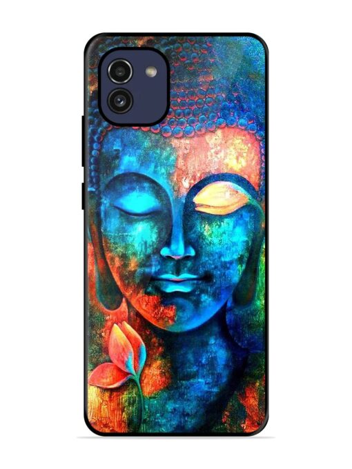 Buddha Painting Glossy Metal Phone Cover for Samsung Galaxy A03 Zapvi