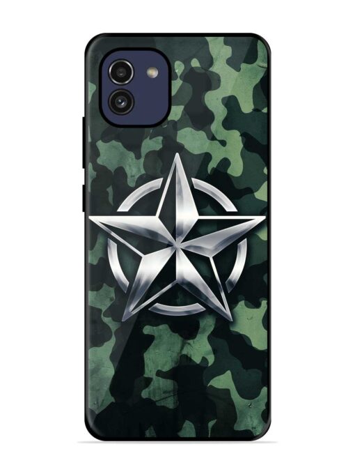 Indian Army Star Design Glossy Metal Phone Cover for Samsung Galaxy A03