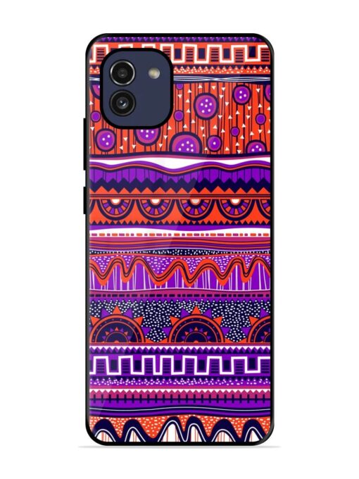 Ethnic Seamless Pattern Glossy Metal TPU Phone Cover for Samsung Galaxy A03 Zapvi