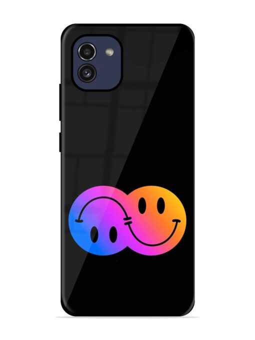 Gradient Smile Art Glossy Metal TPU Phone Cover for Samsung Galaxy A03