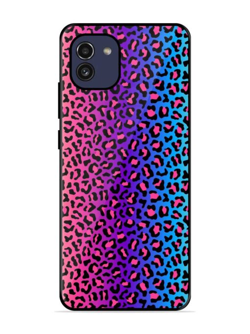 Colorful Leopard Seamless Glossy Metal Phone Cover for Samsung Galaxy A03 Zapvi