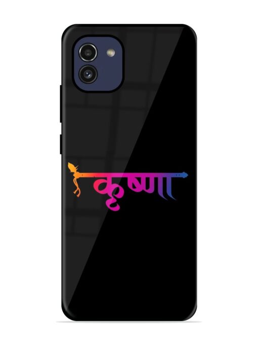 Krishna Typo Glossy Metal Phone Cover for Samsung Galaxy A03 Zapvi