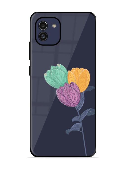 Flower Vector Glossy Metal Phone Cover for Samsung Galaxy A03