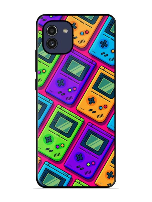 Game Seamless Pattern Glossy Metal Phone Cover for Samsung Galaxy A03 Zapvi