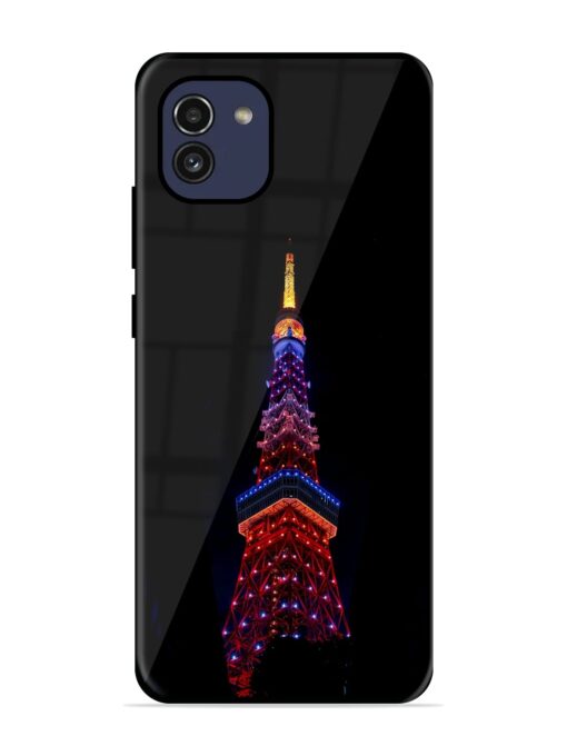 Eiffel Tower Night View Glossy Metal Phone Cover for Samsung Galaxy A03