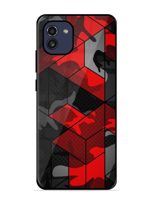 Royal Red Camouflage Pattern Glossy Metal Phone Cover for Samsung Galaxy A03 Zapvi