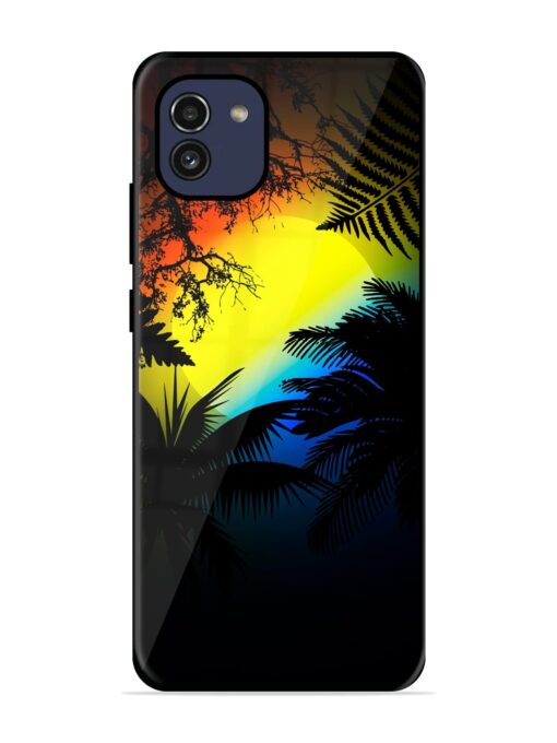 Colorful Sunset With Palm Trees Glossy Metal Phone Cover for Samsung Galaxy A03 Zapvi