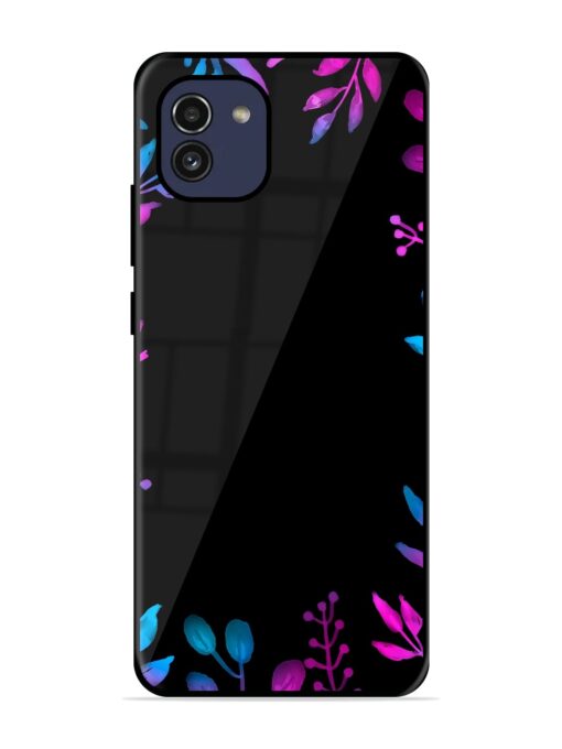 Flower Pattern Watercolor Glossy Metal Phone Cover for Samsung Galaxy A03 Zapvi