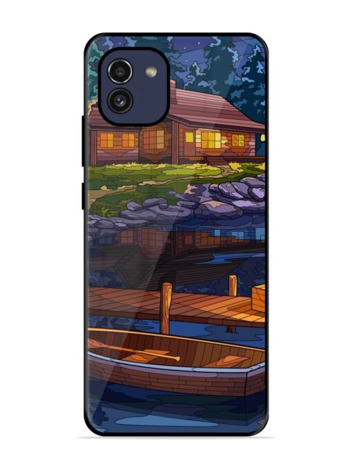 Village Night Scene Glossy Metal Phone Cover for Samsung Galaxy A03 Zapvi