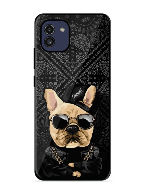 Gangsta Cool Sunmetales Dog Glossy Metal Phone Cover for Samsung Galaxy A03 Zapvi