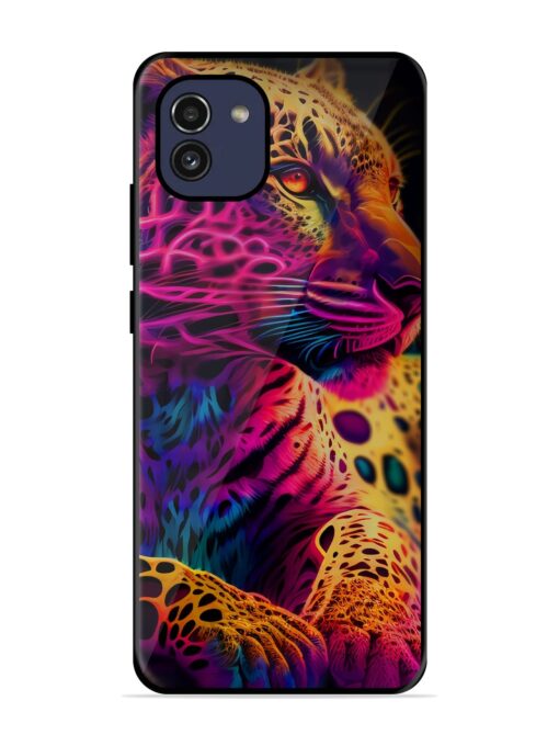 Leopard Art Glossy Metal Phone Cover for Samsung Galaxy A03 Zapvi