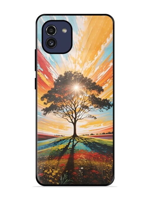 Abstract Tree Colorful Art Glossy Metal Phone Cover for Samsung Galaxy A03