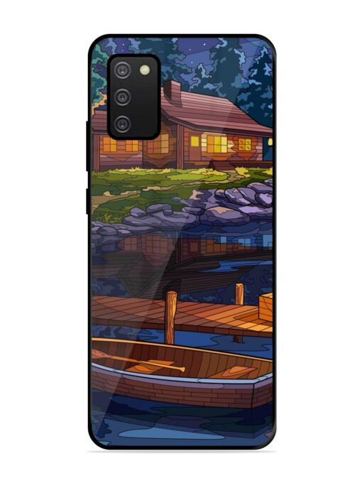 Village Night Scene Glossy Metal Phone Cover for Samsung Galaxy A03S