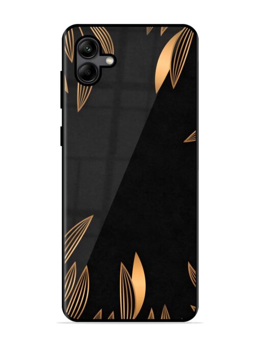 Golden Leaf Pattern Glossy Metal Phone Cover for Samsung Galaxy A04