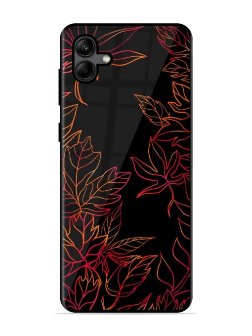 Red Floral Pattern Glossy Metal Phone Cover for Samsung Galaxy A04 Zapvi