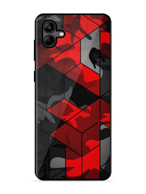 Royal Red Camouflage Pattern Glossy Metal Phone Cover for Samsung Galaxy A04 Zapvi