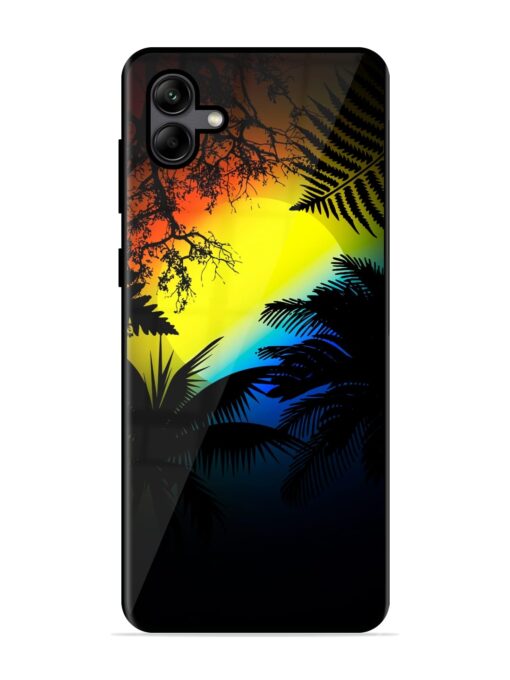 Colorful Sunset With Palm Trees Glossy Metal Phone Cover for Samsung Galaxy A04