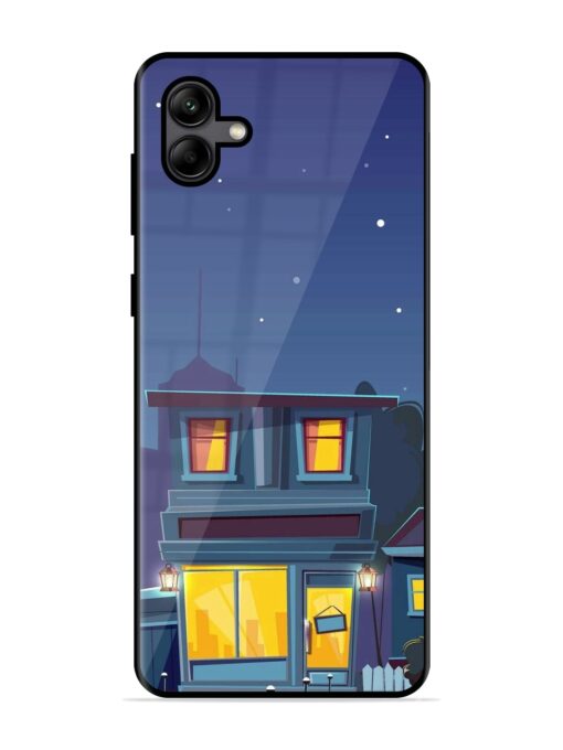 Vector Night House Glossy Metal Phone Cover for Samsung Galaxy A04 Zapvi