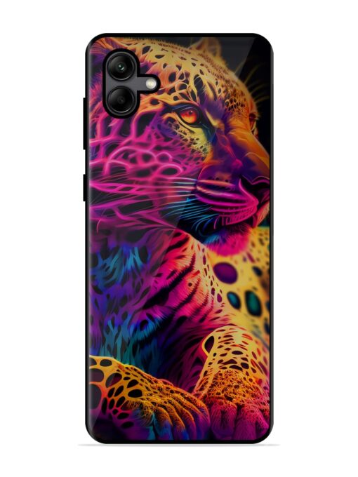 Leopard Art Glossy Metal Phone Cover for Samsung Galaxy A04 Zapvi