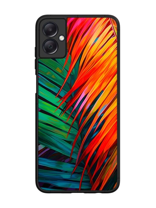 Painted Tropical Leaves Glossy Metal Phone Cover for Samsung Galaxy A05