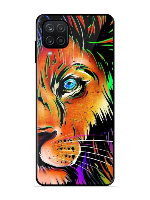 Colorful Lion Design Glossy Metal TPU Phone Cover for Samsung Galaxy A12 Zapvi