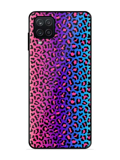 Colorful Leopard Seamless Glossy Metal Phone Cover for Samsung Galaxy A12 Zapvi