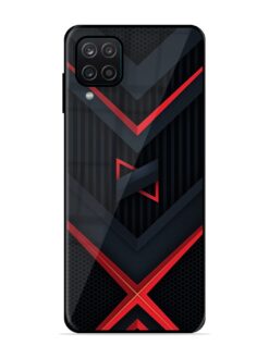 Red Gray Abstract Glossy Metal Phone Cover for Samsung Galaxy A12