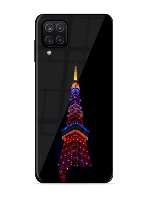 Eiffel Tower Night View Glossy Metal Phone Cover for Samsung Galaxy A12 Zapvi