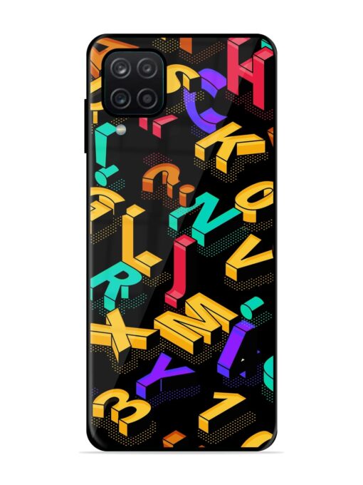 Seamless Pattern With Letters Glossy Metal Phone Cover for Samsung Galaxy A12 Zapvi