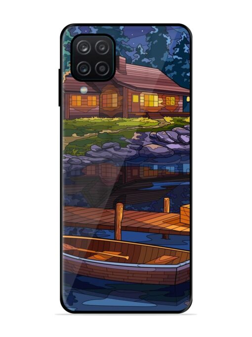 Village Night Scene Glossy Metal Phone Cover for Samsung Galaxy A12 Zapvi