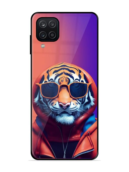 Tiger Animation Glossy Metal Phone Cover for Samsung Galaxy A12 Zapvi