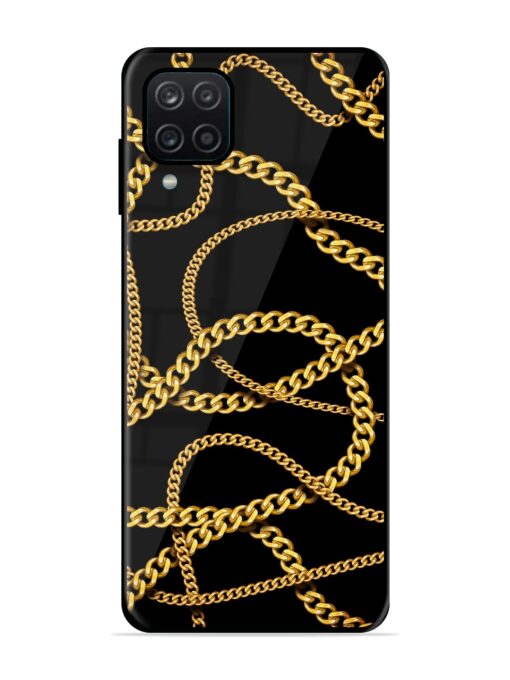 Decorative Golde Chain Glossy Metal Phone Cover for Samsung Galaxy A12 Zapvi