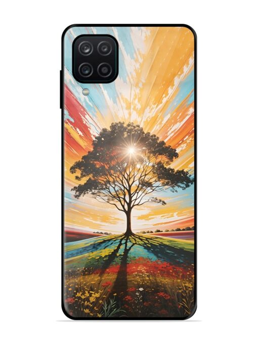 Abstract Tree Colorful Art Glossy Metal Phone Cover for Samsung Galaxy A12 Zapvi