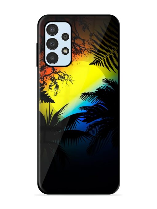 Colorful Sunset With Palm Trees Glossy Metal Phone Cover for Samsung Galaxy A13 Zapvi