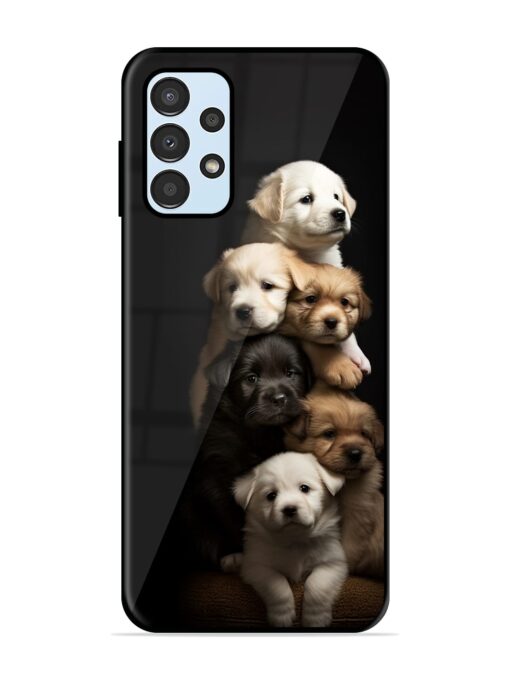 Cute Baby Dogs Glossy Metal Phone Cover for Samsung Galaxy A13