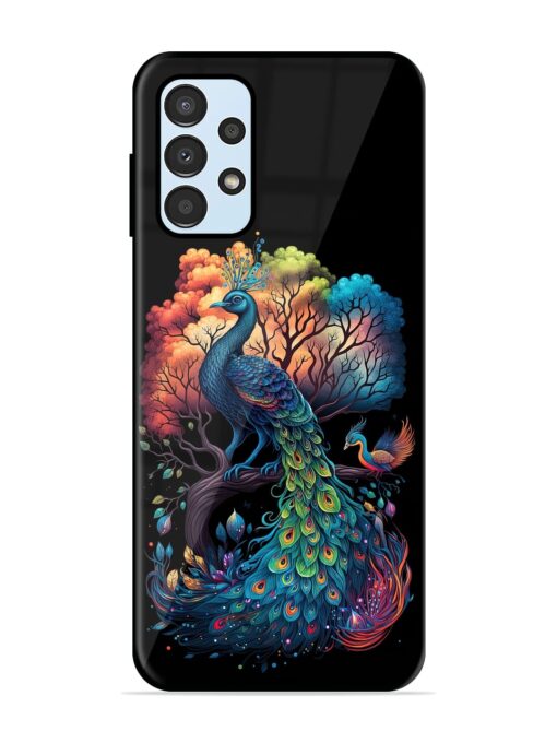 Peacock Tree Art Glossy Metal Phone Cover for Samsung Galaxy A13 Zapvi