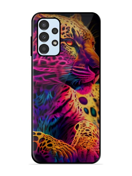 Leopard Art Glossy Metal Phone Cover for Samsung Galaxy A13 Zapvi